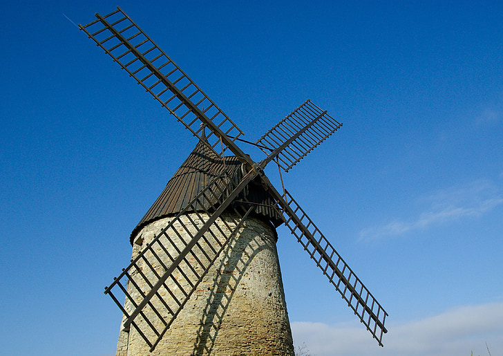 Windmill, Frankrike, Castelnaudary, vingar, gamla, arkitektur, Mill