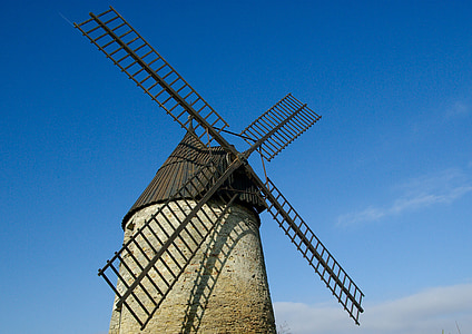 moinho de vento, França, Castelnaudary, asas, velho, arquitetura, moinho