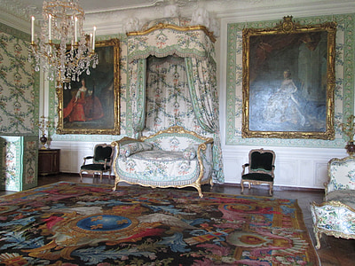 Versailles, interni, camera, vintage, palo, moquette vecchia, al chiuso