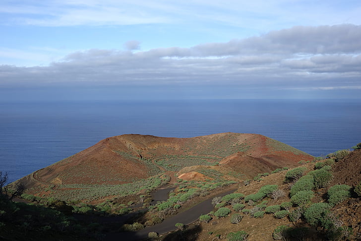 nature, volcan, nuages, îles Canaries, vue, Hierro