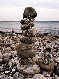 stones, balance, steinmann, beach, tower