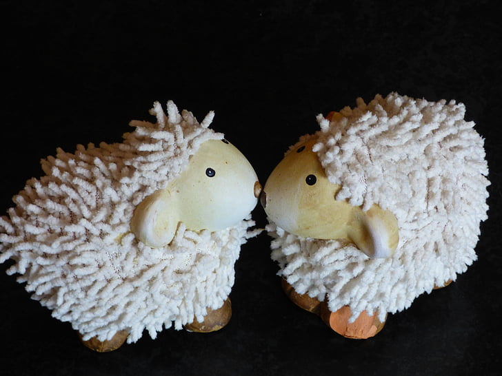 sheep, teddy bear, pair, toys, soft toy, cute, collectible