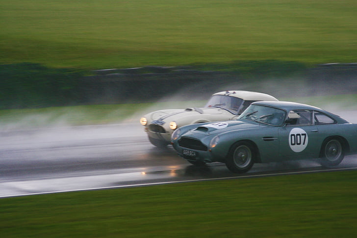 AC cobra, Aston martin, Goodwood, Racing, eső, motoros versenypálya, pálya