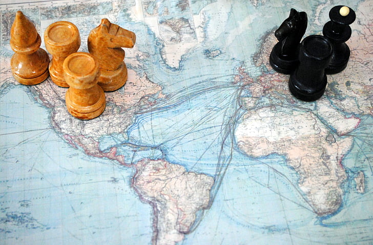 šachy, Mapa světa, akční figurky, Mapa, žádní lidé, uvnitř, detail