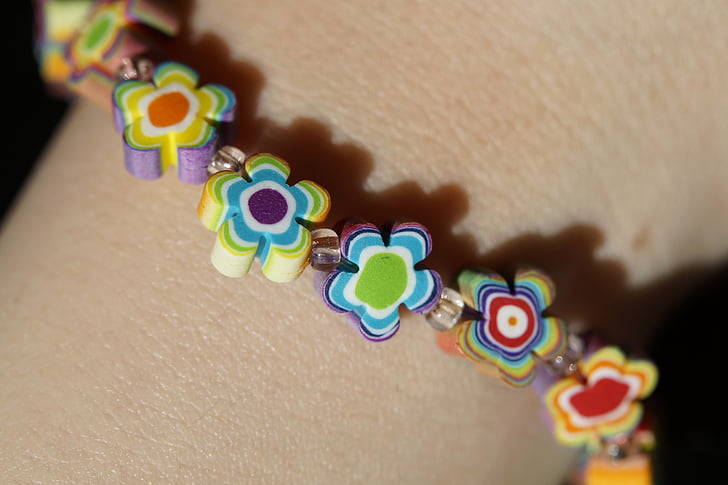 bracelet, colorful, flowers, floral, color, children, arm