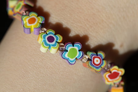 bracelet, coloré, fleurs, floral, Couleur, enfants, bras