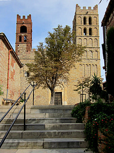 Catedral, Elne, Catalão, França, Roussillon, Francês, medieval