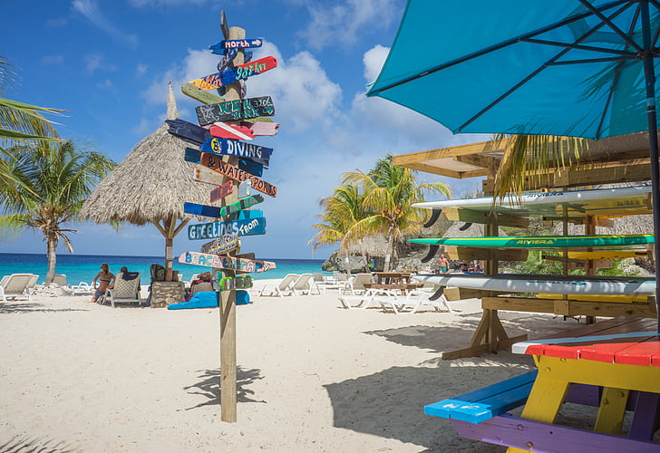 signo de, decoración, Playa, Costa, Curacao, mar, Océano
