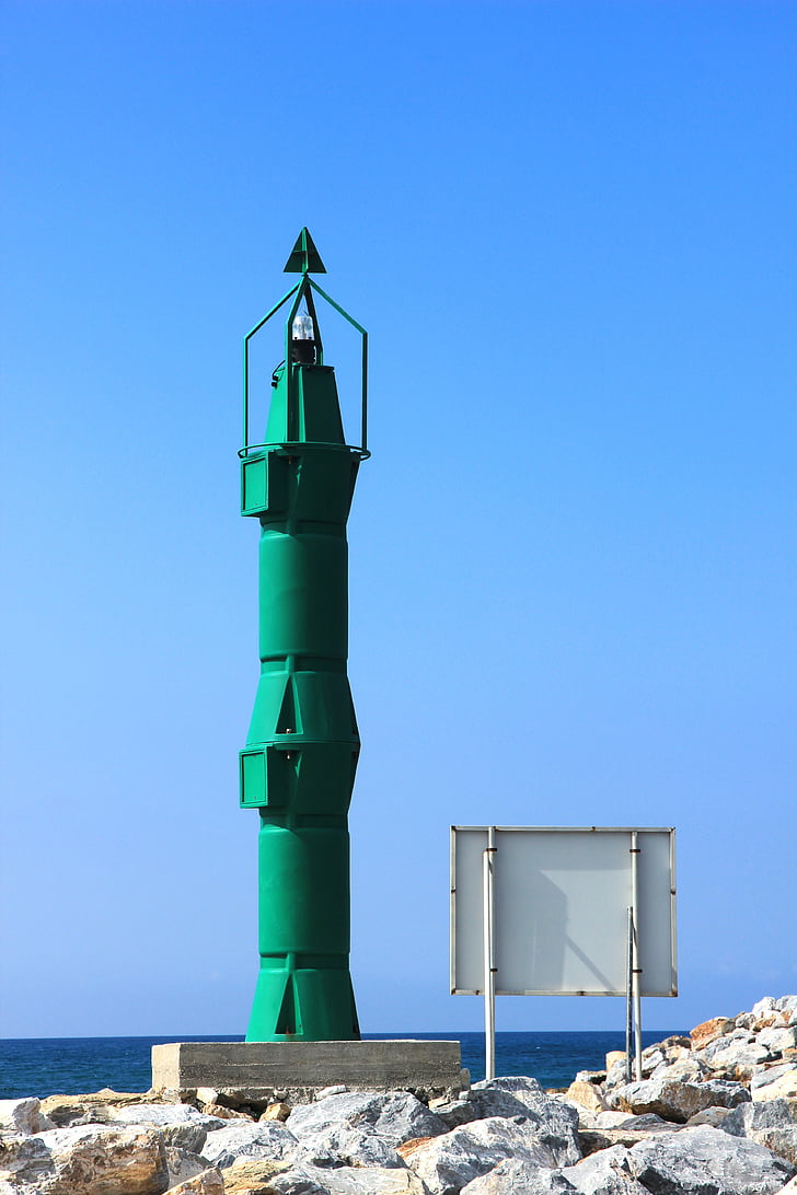 Lighthouse, Zelená, more, modrá, vody, lodné