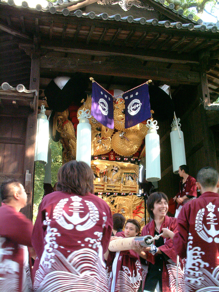 stand di tamburo, Festival, Niihama taiko festival, festival di uomo, Miyairi, nakasuka Tamburo stand