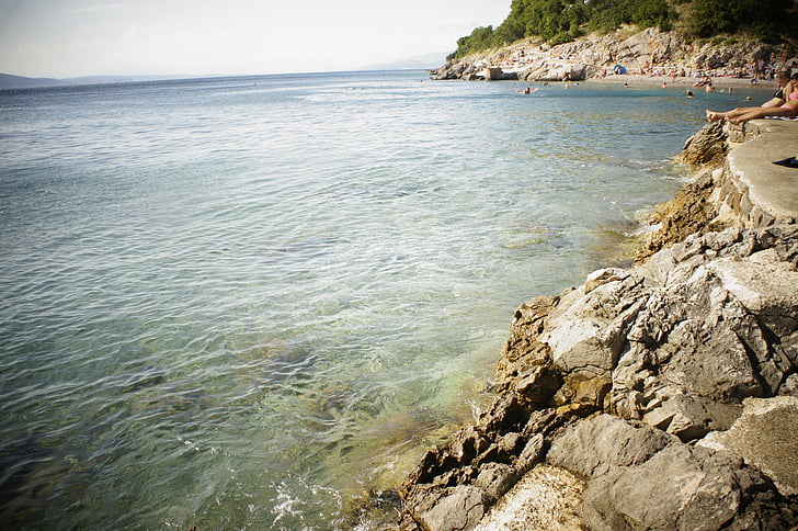 víz, betekintést, rock, tenger, steinig, eltelt, sziget