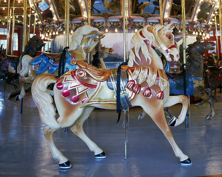 horse, carousel, amusement, park, carnival, fun, ride