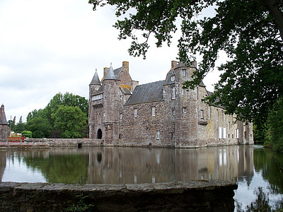 dvorac, jezero, Francuska, Bretagne, Château de trécesson, Britanija, Europe
