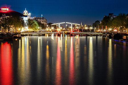 Amsterdamas, tiltas, nuotaika, kanalas, Nyderlandai