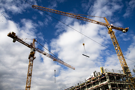 site, crane, construction machinery, construction building