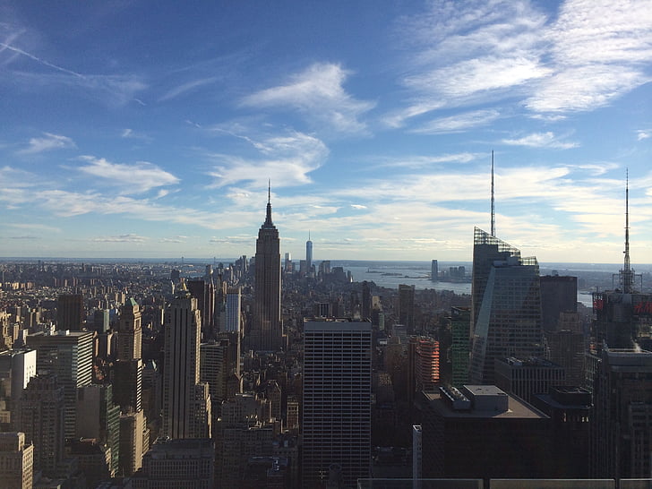 Panorama, Manhattan, New york, město, Amerika, mrakodrap, Architektura