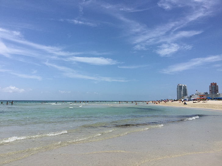 pludmale, Miami, okeāns, vasaras, svētku dienas