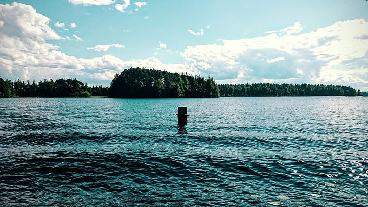 zomer, Lake, strand, bomen, water, Fins, natuur foto