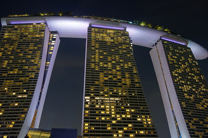 singapore, hotel, casino, evening, night view