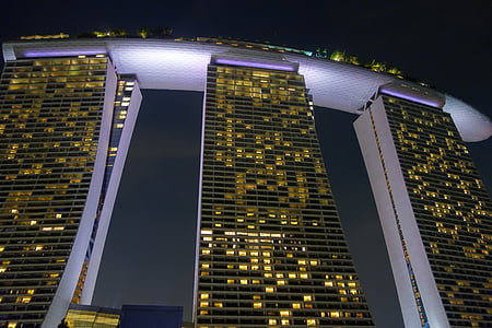 Singapur, Hotel, Casino, večer, nočni pogled