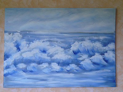 afbeelding, schilderij, Golf, water, Spray, zee, Oceaan