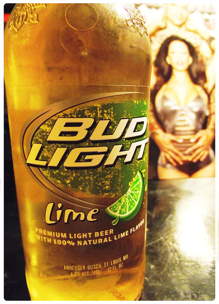 öl, flaska, alkohol, dryck, bud light, Lime
