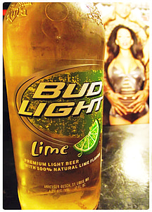 bia, chai, rượu, thức uống, Bud light, vôi