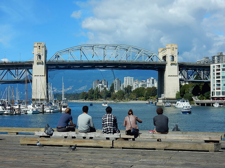 Burrard street bridge, Vancouver, False creek, Stille Oceaan, Brits Columbia, brug, bezoekplaatsen