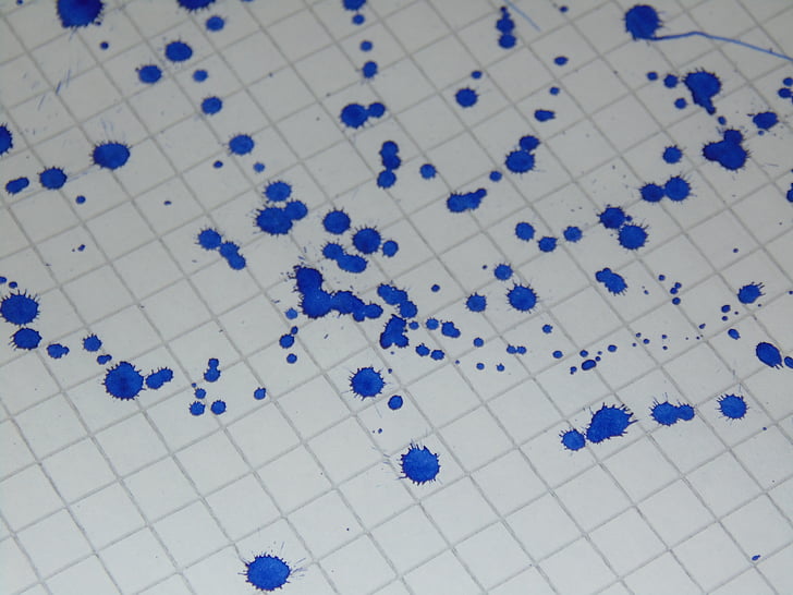 bläck fläckar, blå, Math notebook, vetenskap, bakgrunder, abstrakt