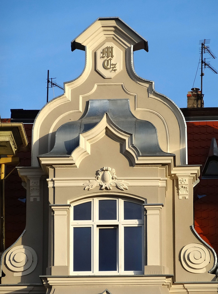 Gable, frontão, arquitetura, fachada, exterior, edifício, telhado