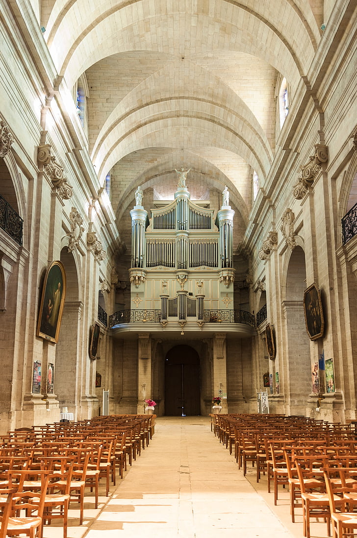 órgãos, Igreja, música, instrumento, Beaucaire, Notre-dame-des-apple, cadeira