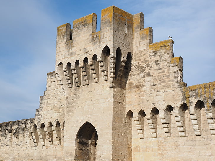 tour de défense, tour, créneaux, défense, ornement, Avignon, mur de la ville