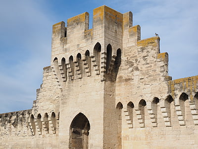 defensive tower, tower, battlements, defense, ornament, avignon, city wall