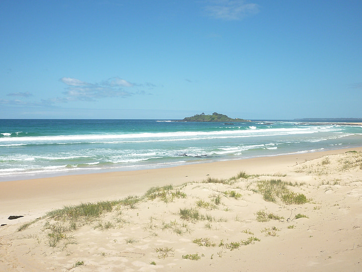 australia, beach, blue sky, landscape, waves, nature