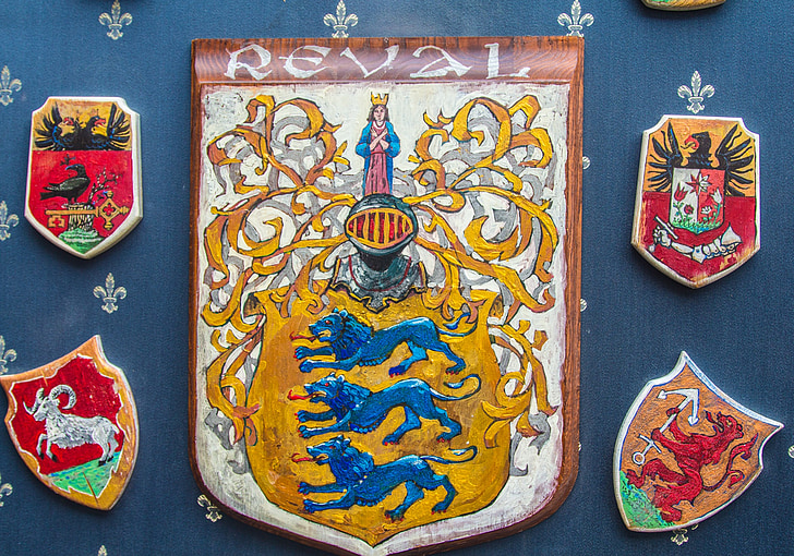 Estland, Reval, Tallinn, vapensköld, symbol, lejon, Heraldiskt djur