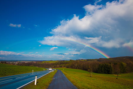 Rainbow, niebieski, niebo, Natura, ścieżki, drogi, ulice