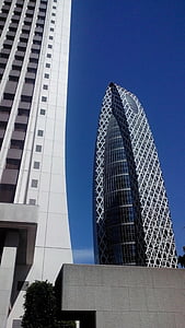 Япония, строителство, небостъргач, сграда, архитектура, небе, синьо