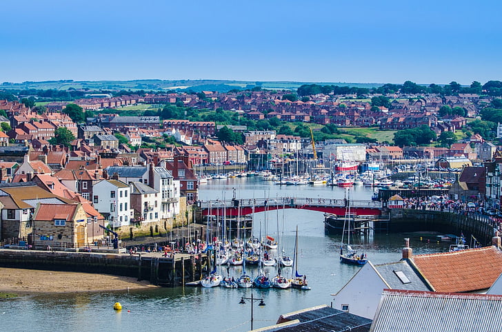 coast, town, abbey, seaside, north, seafront, england
