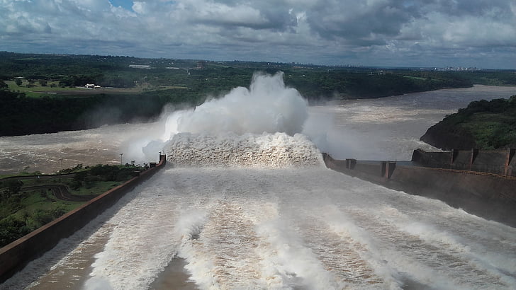 itaipu plant, hydroelectric, hydroelectric power plant, brazil, foz do iguaçu, paraná, water