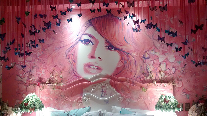 Brigitte bardot, pár pokoj, dekorace, téma, růžová, Casal, pokoj