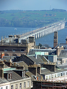 híd, közúti, Dundee, falu, város