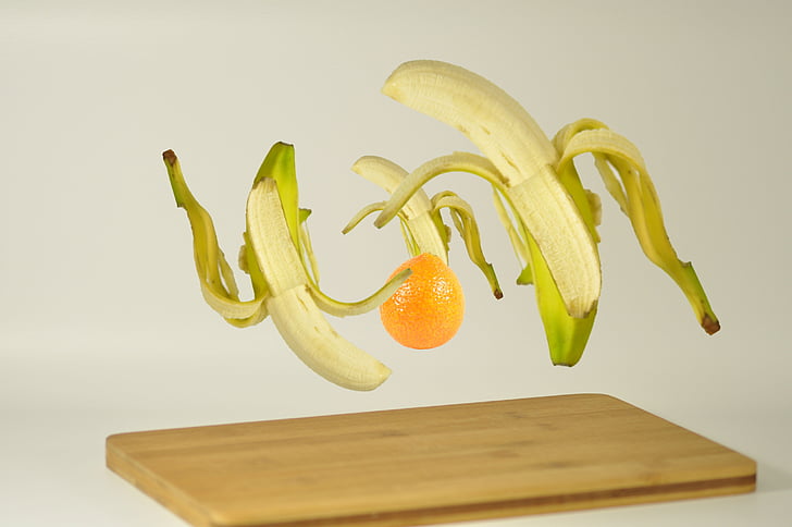flytande, frukt, banan