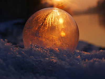 soap bubble, frozen, frost, winter, eiskristalle, wintry, cold