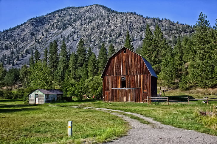 Montana, landskab, naturskønne, bjerge, skov, træer, Lane