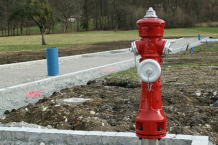 hidrants, l'aigua, metall, vermell, foc, suprimir, supressió d'incendis
