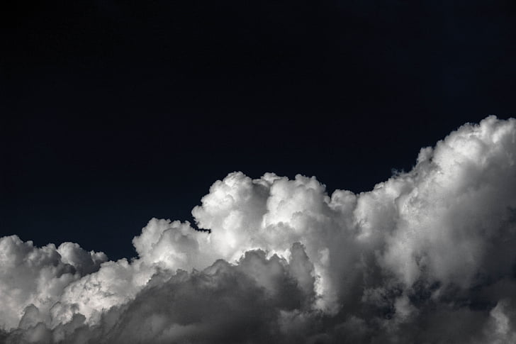 blanc, núvols, blanc i negre, cel, núvol - cel, temps, Cloudscape