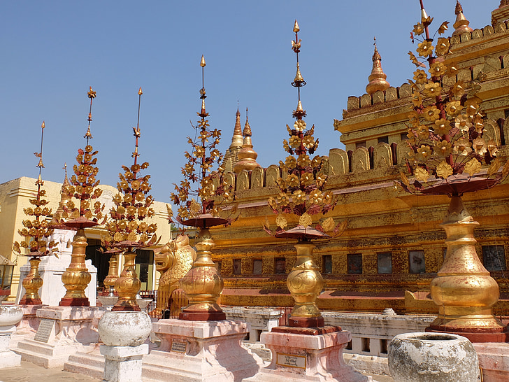 buddhismen, Burma, templet, lycka, östra