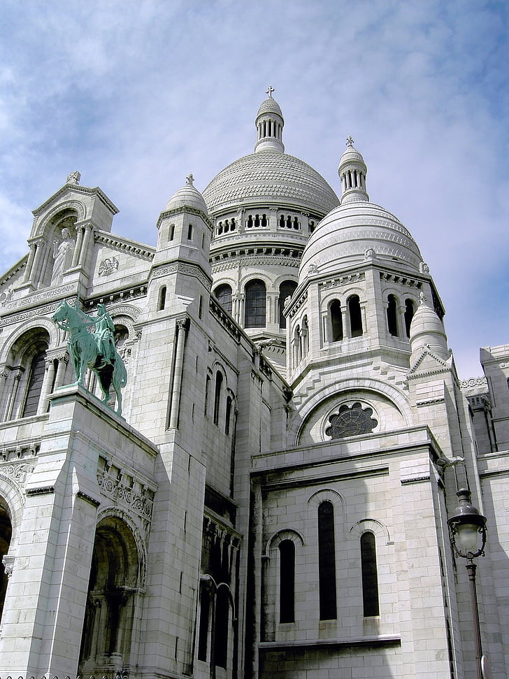 Sacré Coeur, Montmartre, kyrkan, Paris, landmärke, arkitektur, Domkyrkan