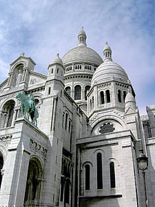 Sacre coeur-kirken, Montmartre, kirke, Paris, vartegn, arkitektur, Cathedral
