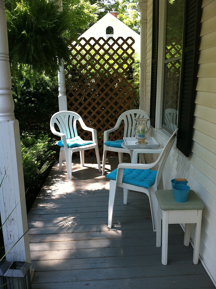 verandan, sommar, design, hem